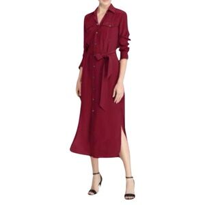 Lauren Ralph Lauren Button Down Tie Dress size 4 in wine